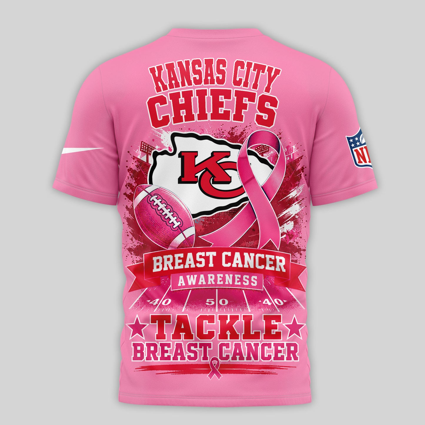 Kansas City Chiefs | Premium NFL Tackle Breast Cancer Awareness 3D Shirt NTH1 | WX87