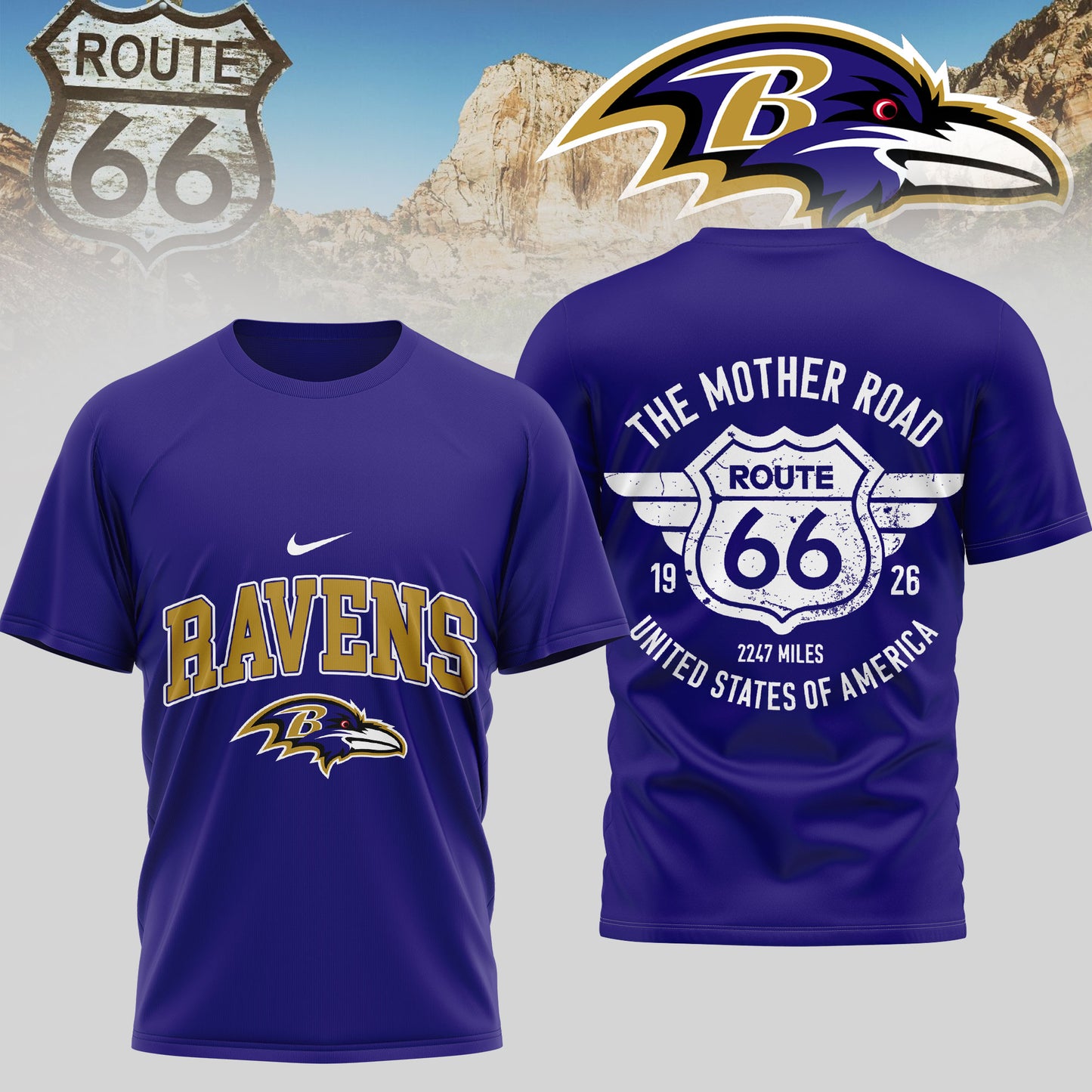 Baltimore Ravens | Premium NFL Route 66 3D Shirt | XE77