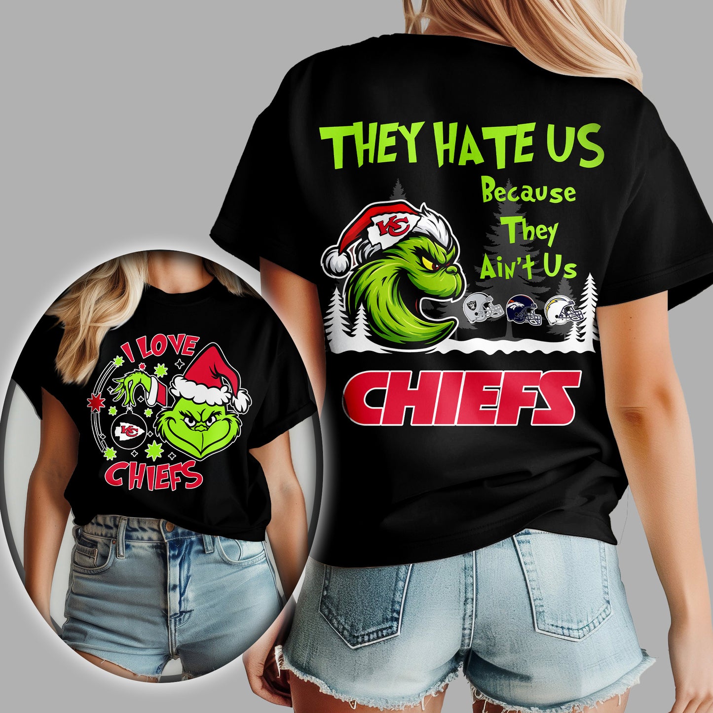 Kansas City Chiefs | Premium NFL They Hate Us Grinch Women Shirt | IP35