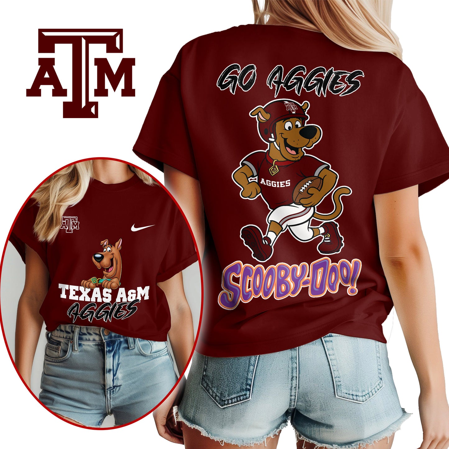 Texas A&M Aggies | Premium NFL Scooby-Doo Fan Women's T-Shirt NY | KE29