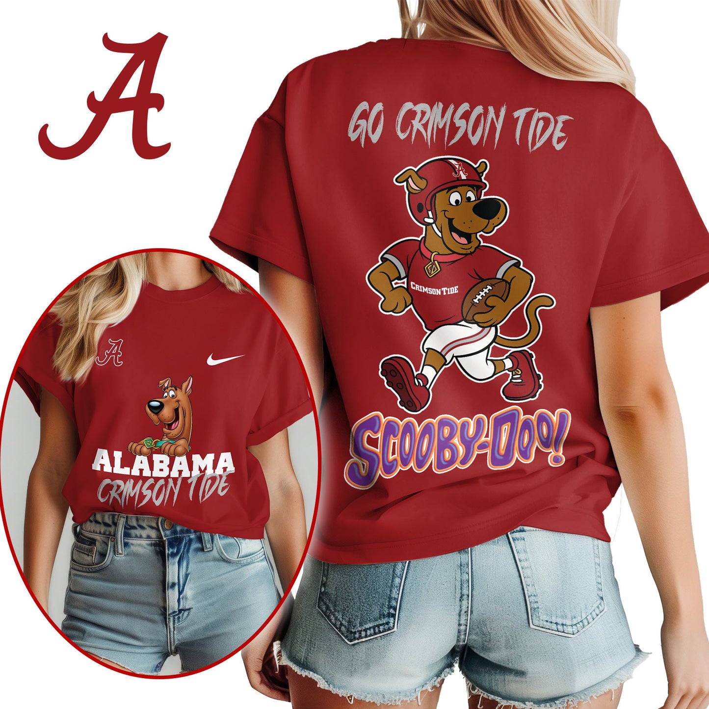 Alabama Crimson Tide | Premium NCAA Scooby-Doo Fan Women's T-Shirt NY | NC15