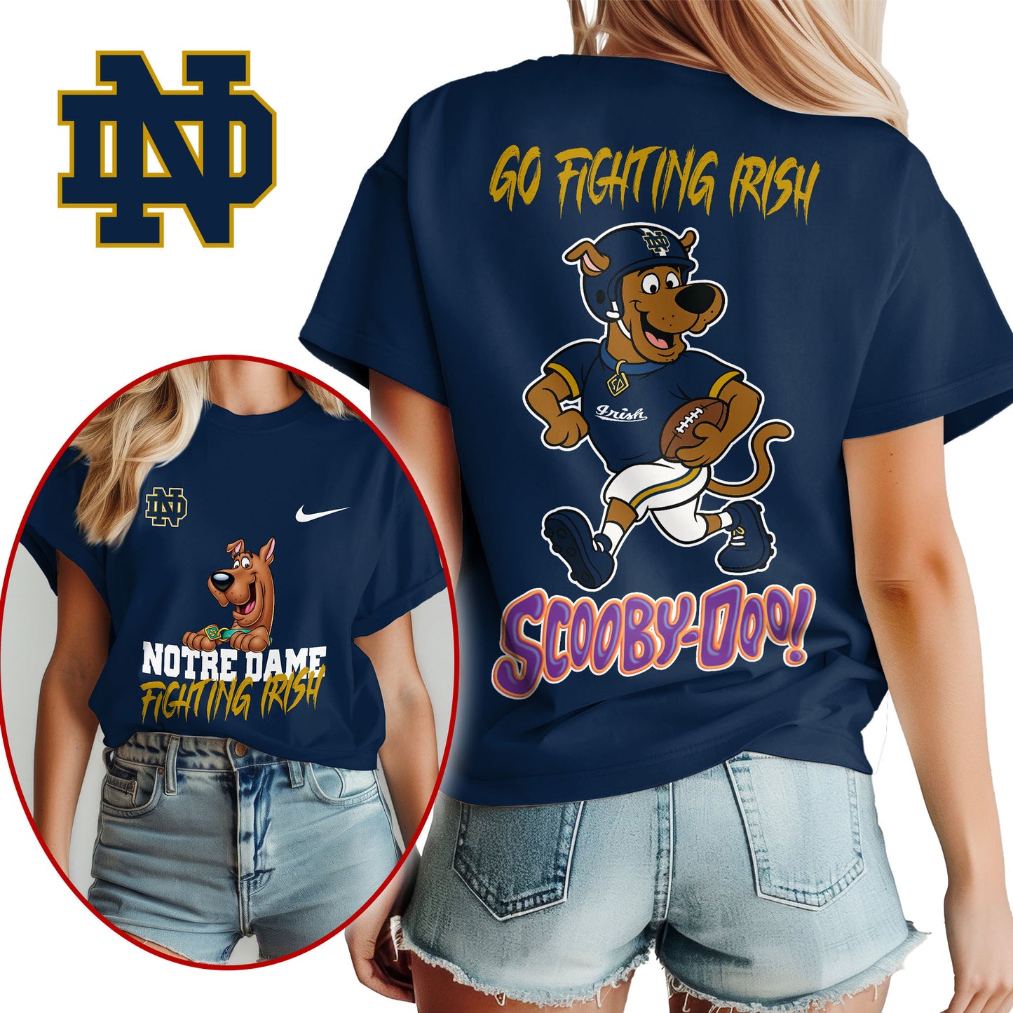 Notre Dame Fighting Irish | Premium NCAA Scooby-Doo Fan Women's T-Shirt NY | QR46