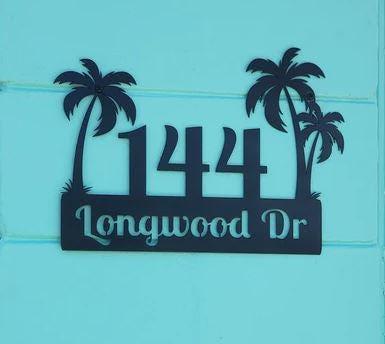 Custom Palm Trees Address Sign with Street Address