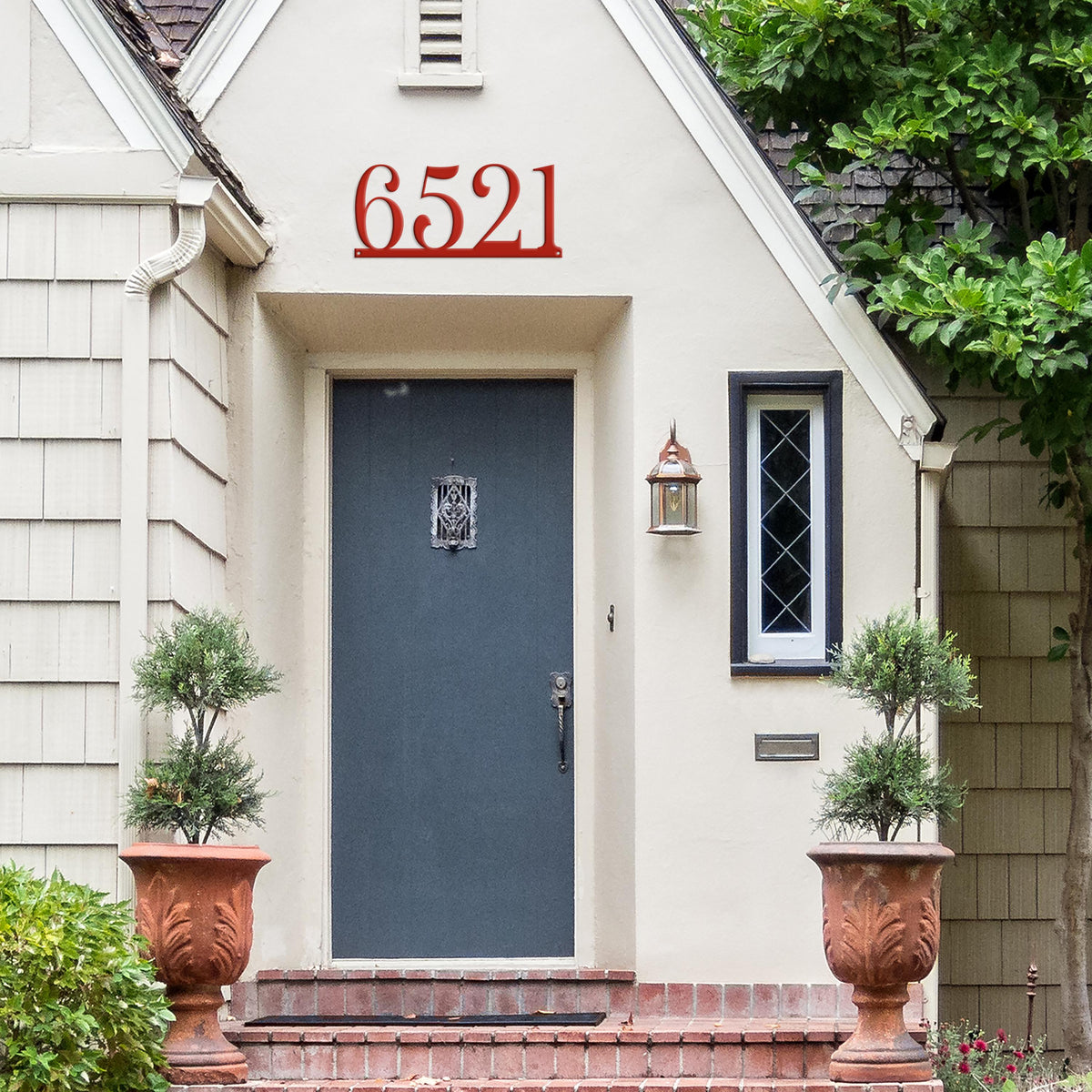 Custom House Address Sign with Metal Numbers: Decorative Outdoor Plaque
