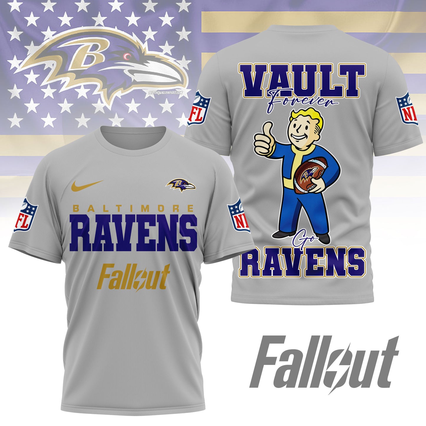 Baltimore Ravens | Premium NFL Fallout Fan 3D Shirt | UB38