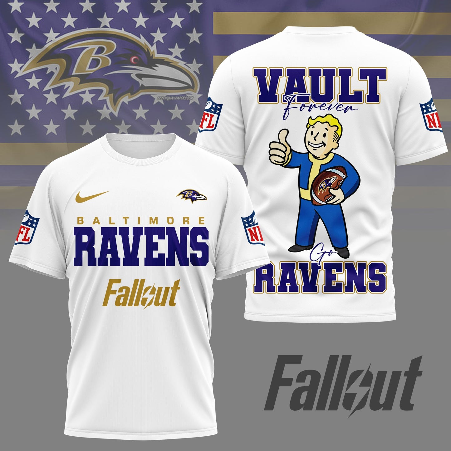Baltimore Ravens | Premium NFL Fallout Fan 3D Shirt | UB38