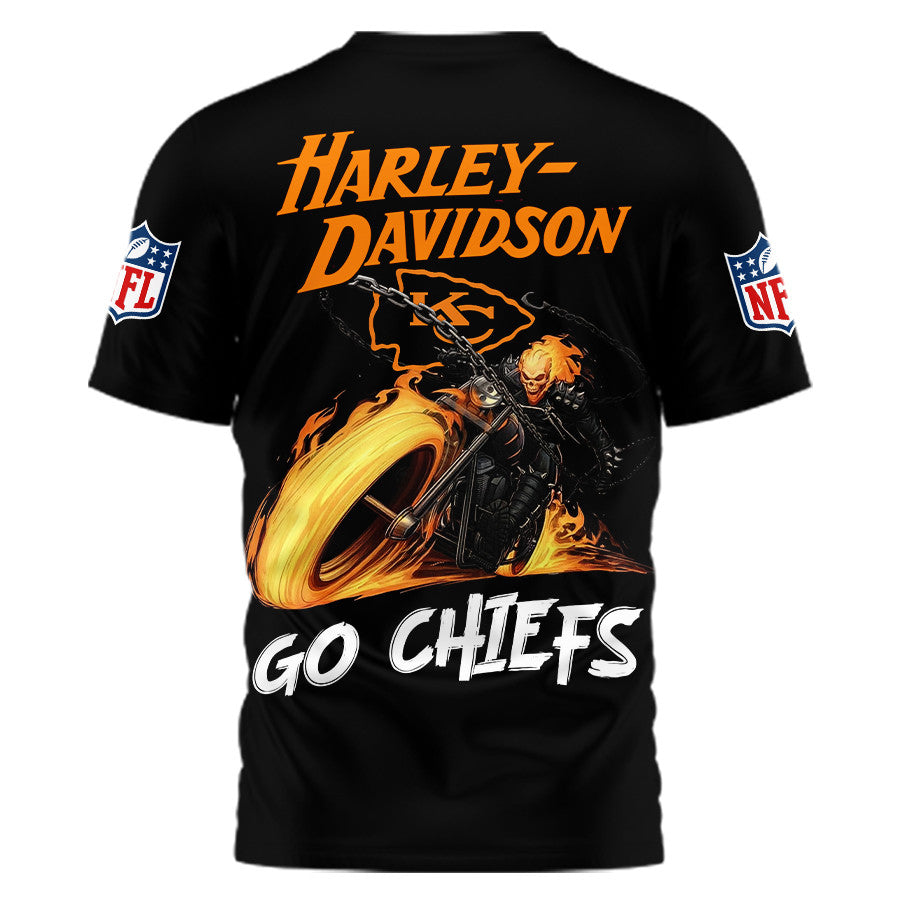 Kansas City Chiefs | Premium NFL Ghost Rider Harley Davidson 3D Shirt | SE33