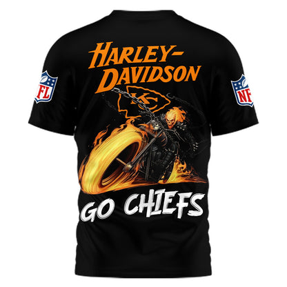 Kansas City Chiefs | Premium NFL Ghost Rider Harley Davidson 3D Shirt | SE33