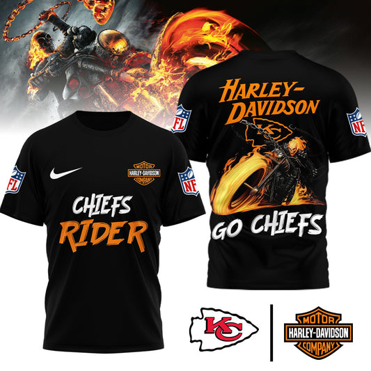 Kansas City Chiefs | Premium NFL Ghost Rider Harley Davidson 3D Shirt | SE33