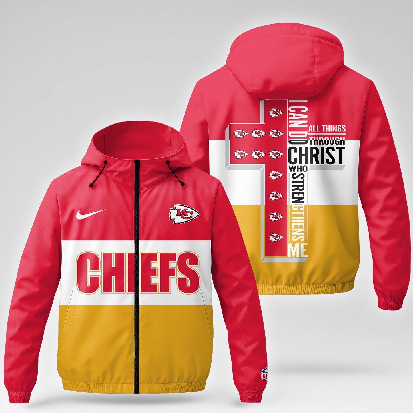 Kansas City Chiefs | Premium NFL Strength Through Christ Windbreaker Jacket NTH1 | KS67