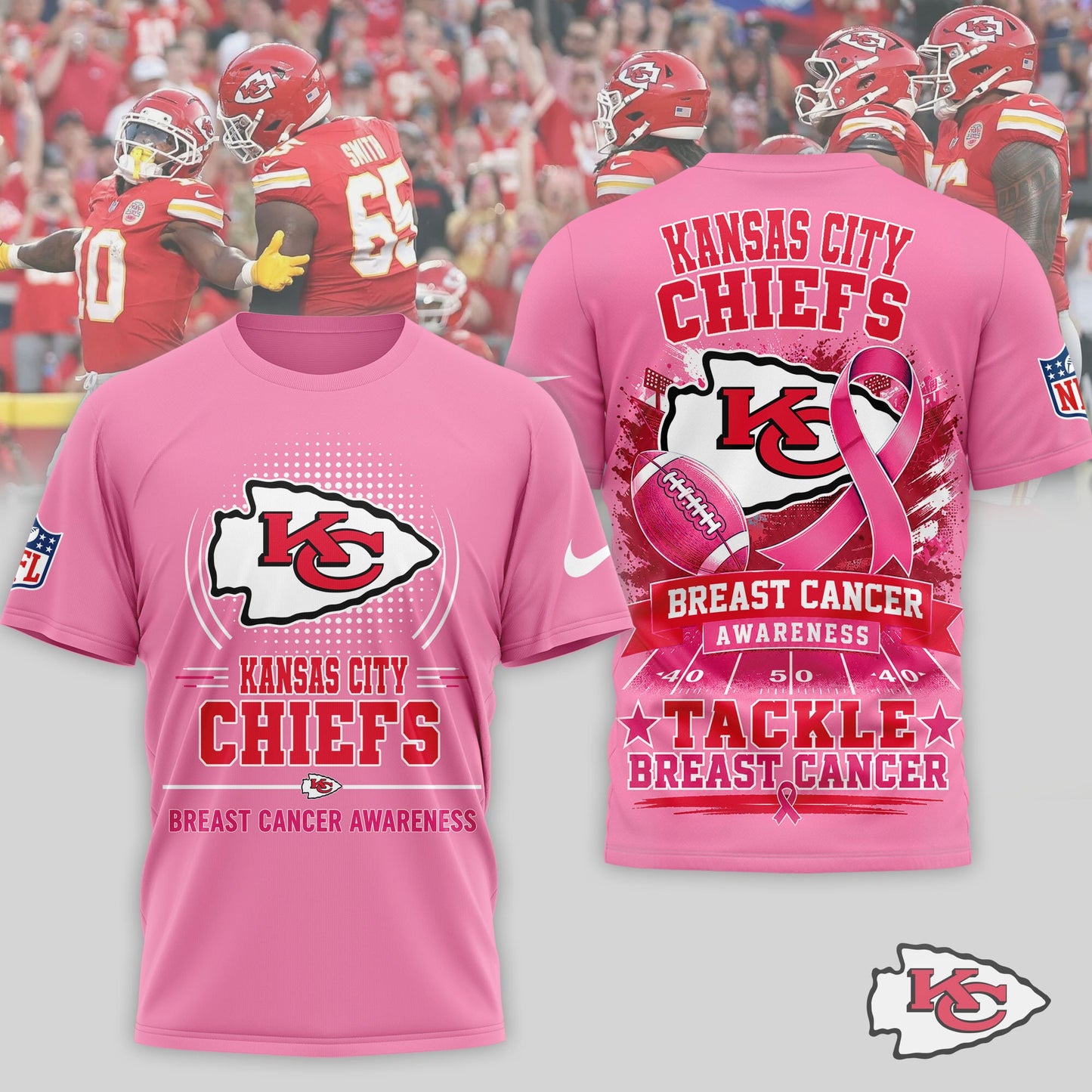 Kansas City Chiefs | Premium NFL Tackle Breast Cancer Awareness 3D Shirt NTH1 | WX87