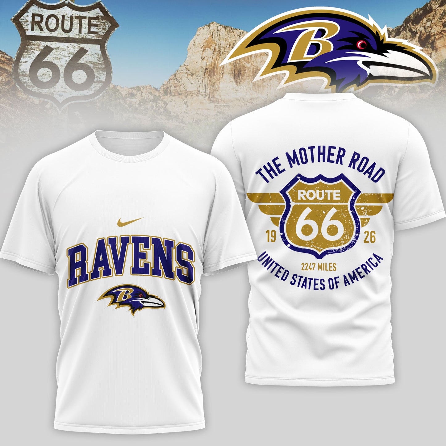 Baltimore Ravens | Premium NFL Route 66 3D Shirt | XE77