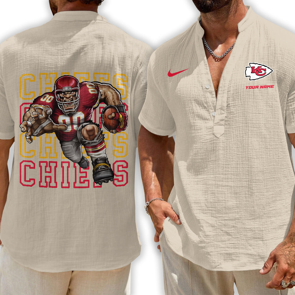 Kansas City Chiefs | Men's Button Short Sleeve Shirt | OV21