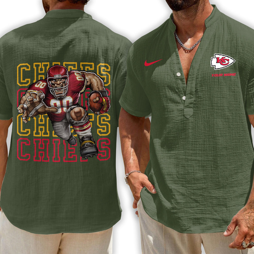 Kansas City Chiefs | Men's Button Short Sleeve Shirt | OV21