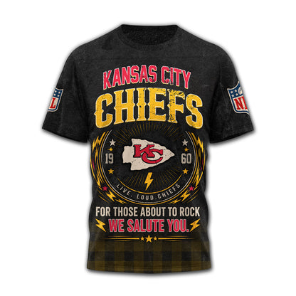 Kansas City Chiefs | Premium NFL ACDC Rock N Roll 3D T-Shirt | BD77