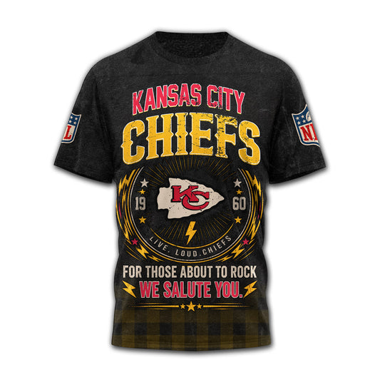 Kansas City Chiefs | Premium NFL ACDC Rock N Roll 3D T-Shirt | BD77