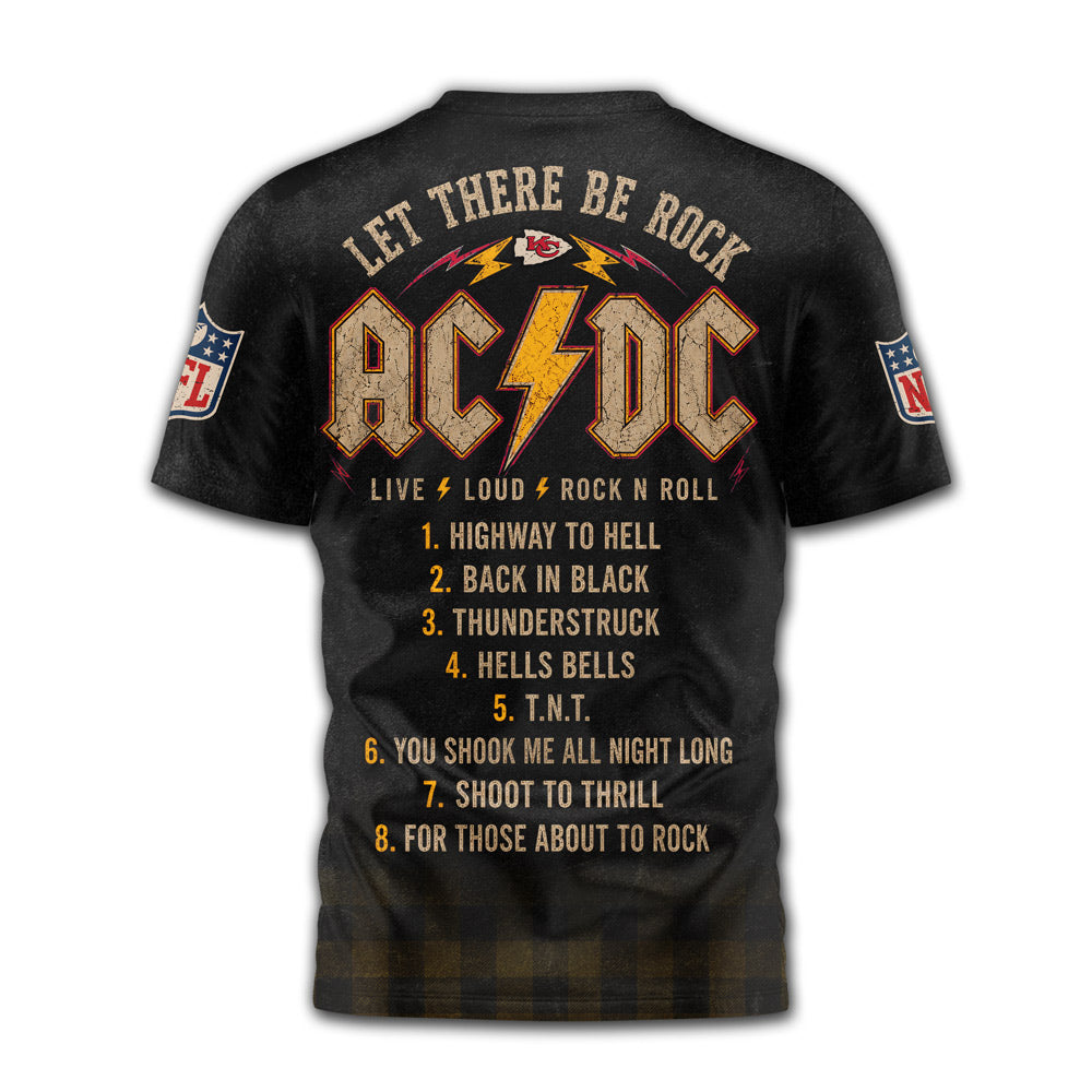 Kansas City Chiefs | Premium NFL ACDC Rock N Roll 3D T-Shirt | BD77