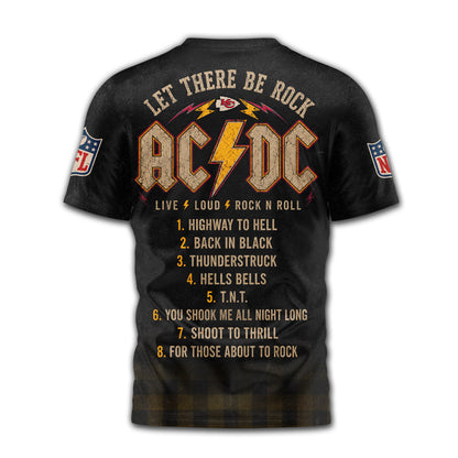 Kansas City Chiefs | Premium NFL ACDC Rock N Roll 3D T-Shirt | BD77