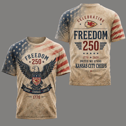 Kansas City Chiefs | Premium NFL Freedom 250 Patriotic 3D Shirt | AP21