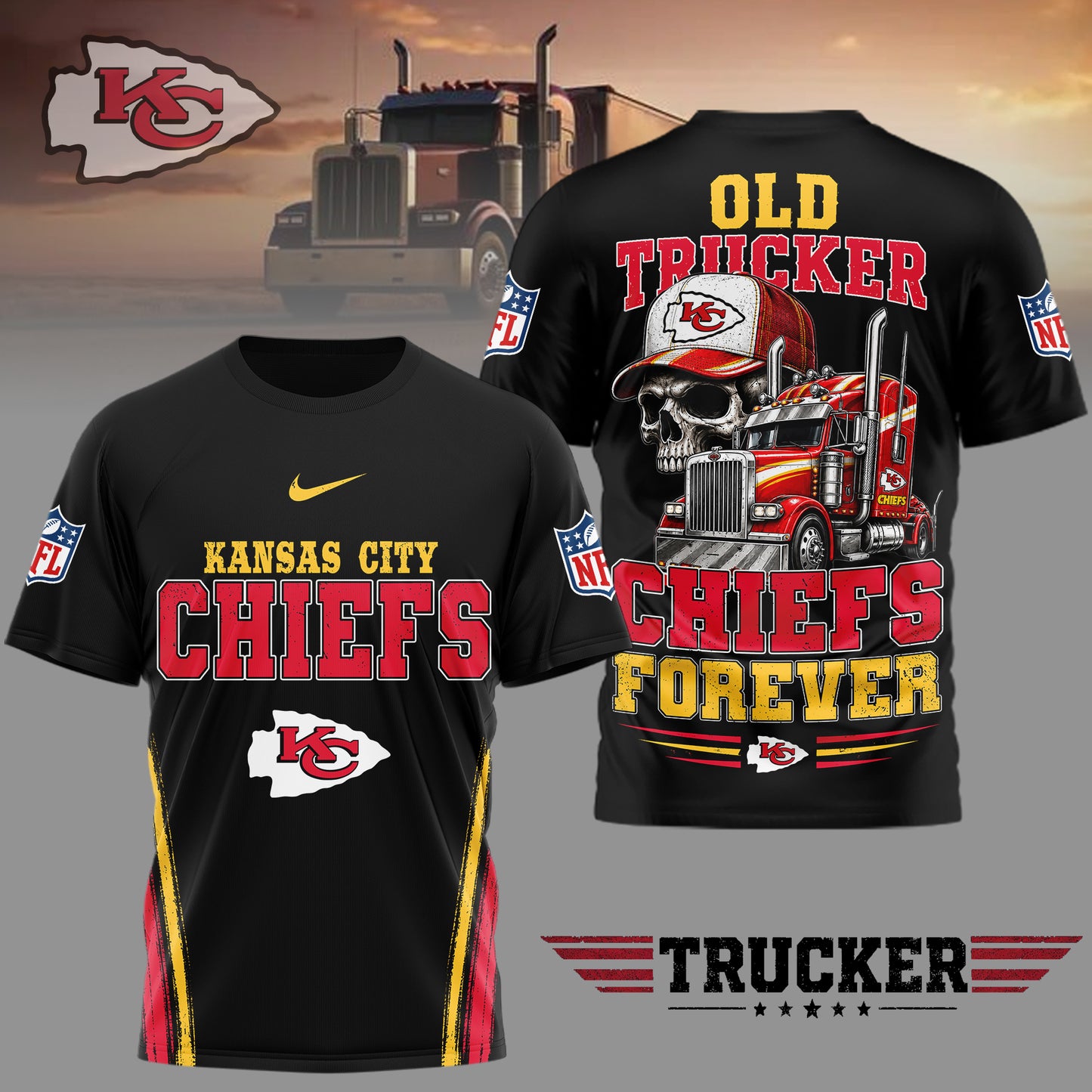 Kansas City Chiefs | Premium NFL Old Trucker Fan 3D Shirt | SX33