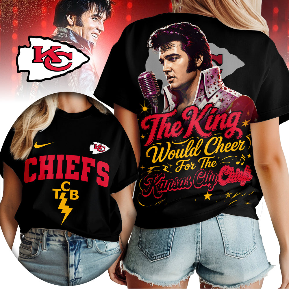 Kansas City Chiefs | Premium NFL Elvis Presley The King Women Shirt | PF60
