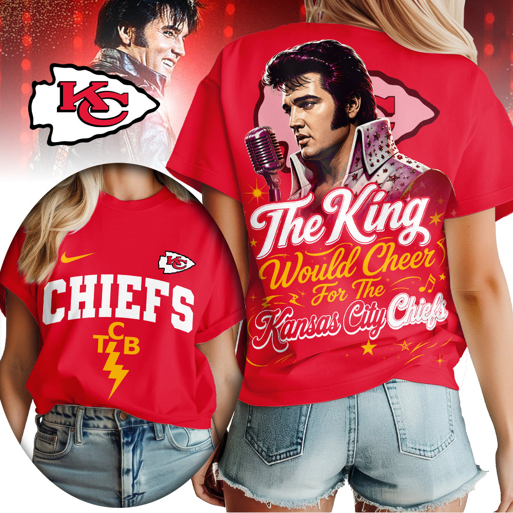 Kansas City Chiefs | Premium NFL Elvis Presley The King Women Shirt | PF60