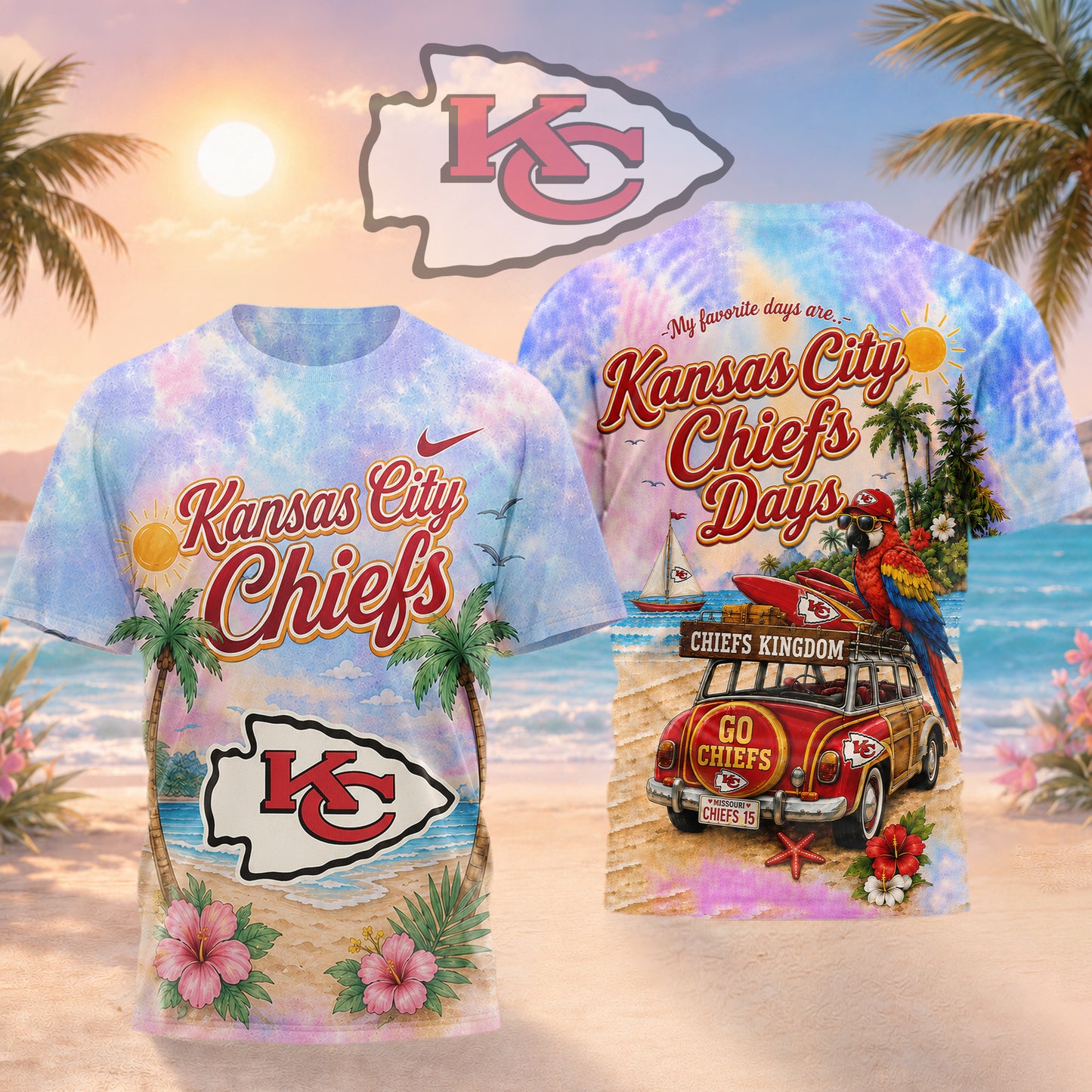 Kansas City Chiefs | Premium NFL Tropical Game Day Paradise 3D T-Shirt | PY87