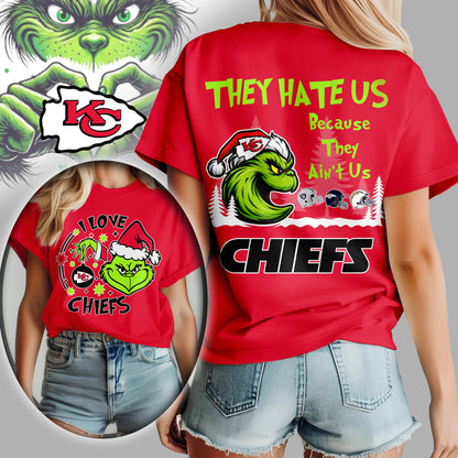 Kansas City Chiefs | Premium NFL They Hate Us Grinch Women Shirt | IP35