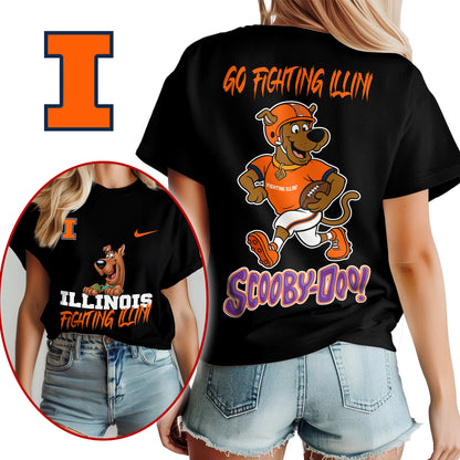 Illinois Fighting Illini | Premium NFL Scooby-Doo Fan Women's T-Shirt NY | AZ76