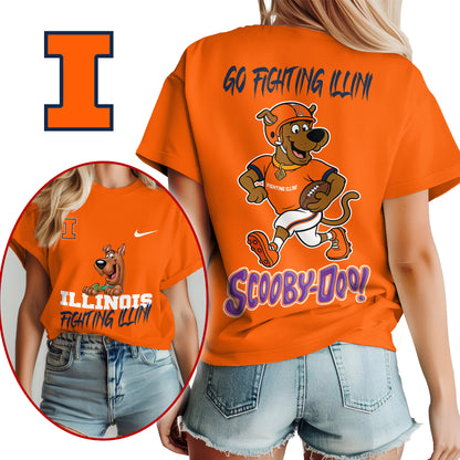 Illinois Fighting Illini | Premium NFL Scooby-Doo Fan Women's T-Shirt NY | AZ76