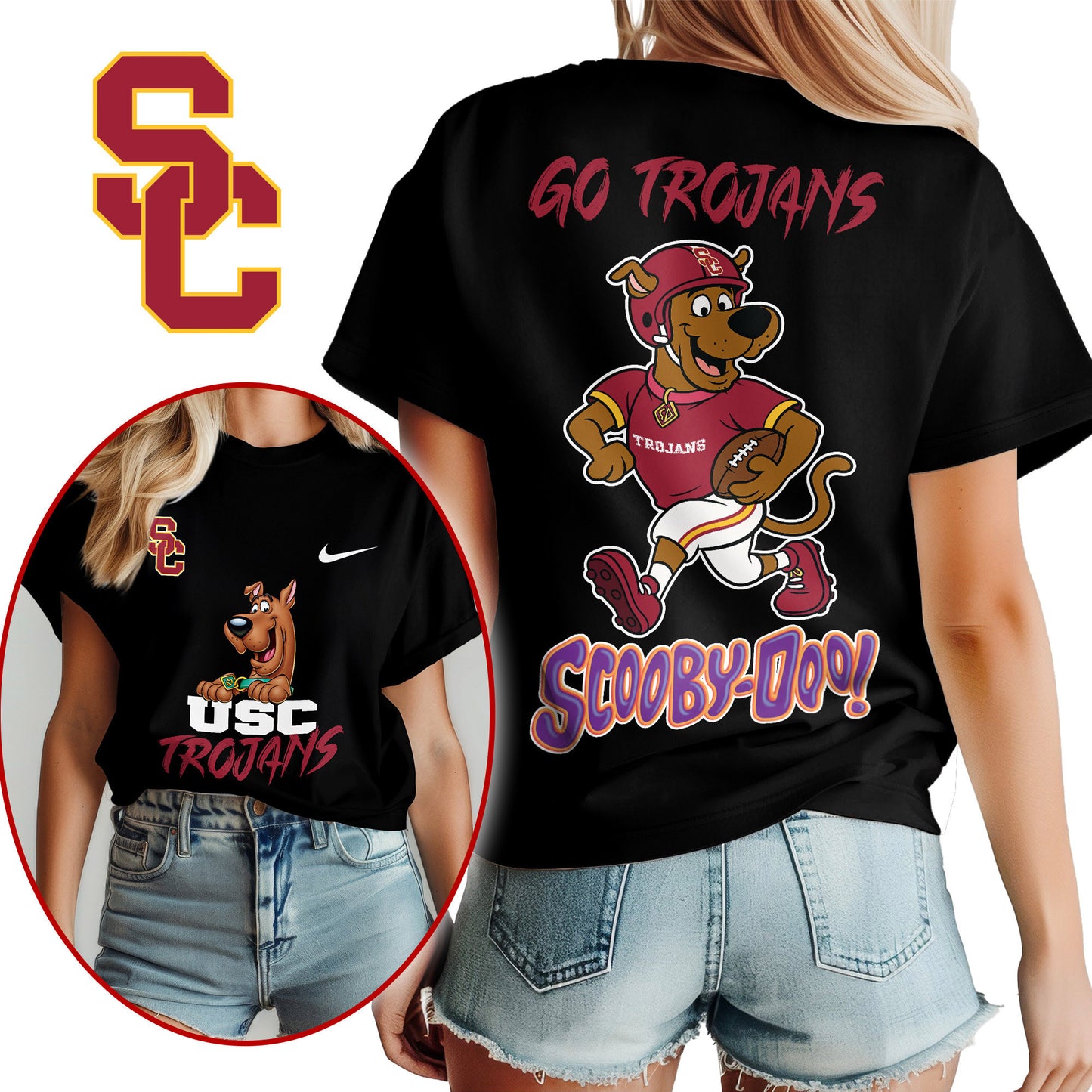 USC Trojans | Premium NFL Scooby-Doo Fan Women's T-Shirt NY | PL73
