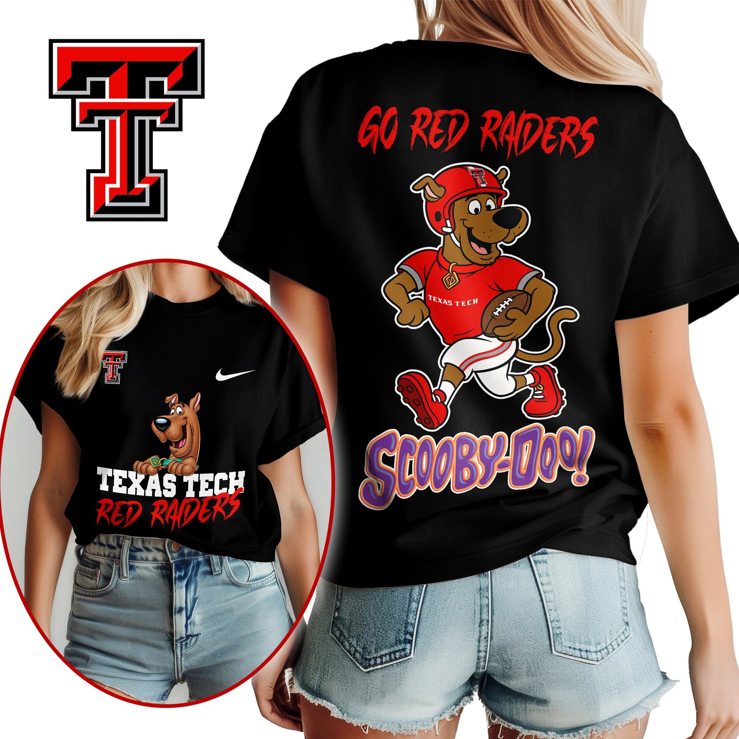 Texas Tech Red Raiders | Premium NFL Scooby-Doo Fan Women's T-Shirt NY | TI11