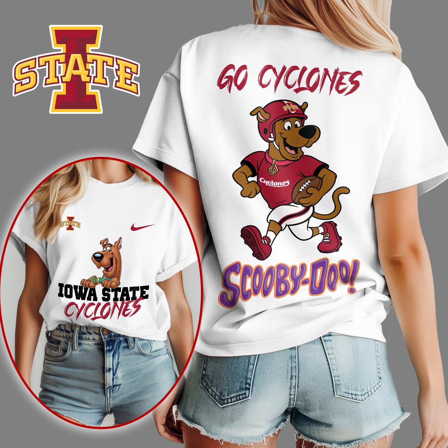Iowa State Cyclones | Premium NFL Scooby-Doo Fan Women's T-Shirt NY | TY75