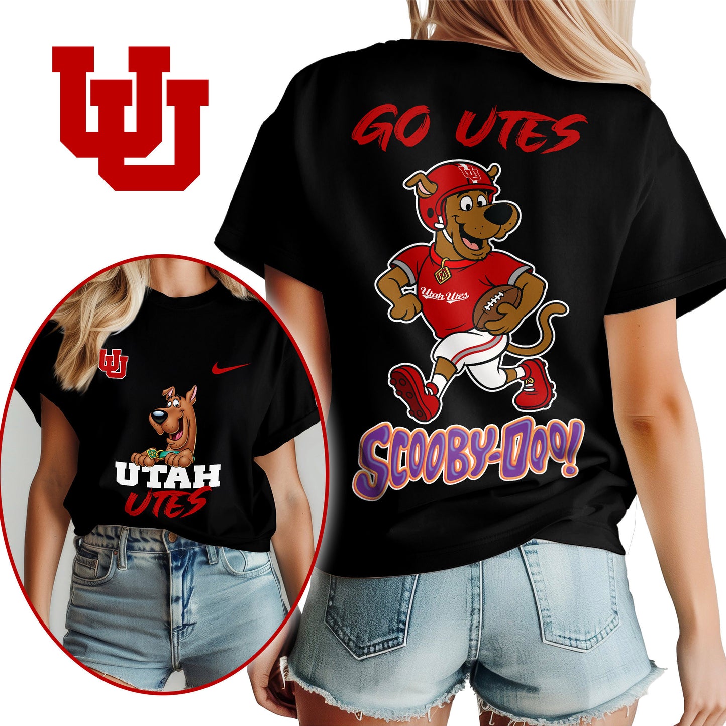 Utah Utes | Premium NFL Scooby-Doo Fan Women's T-Shirt NY | DQ41