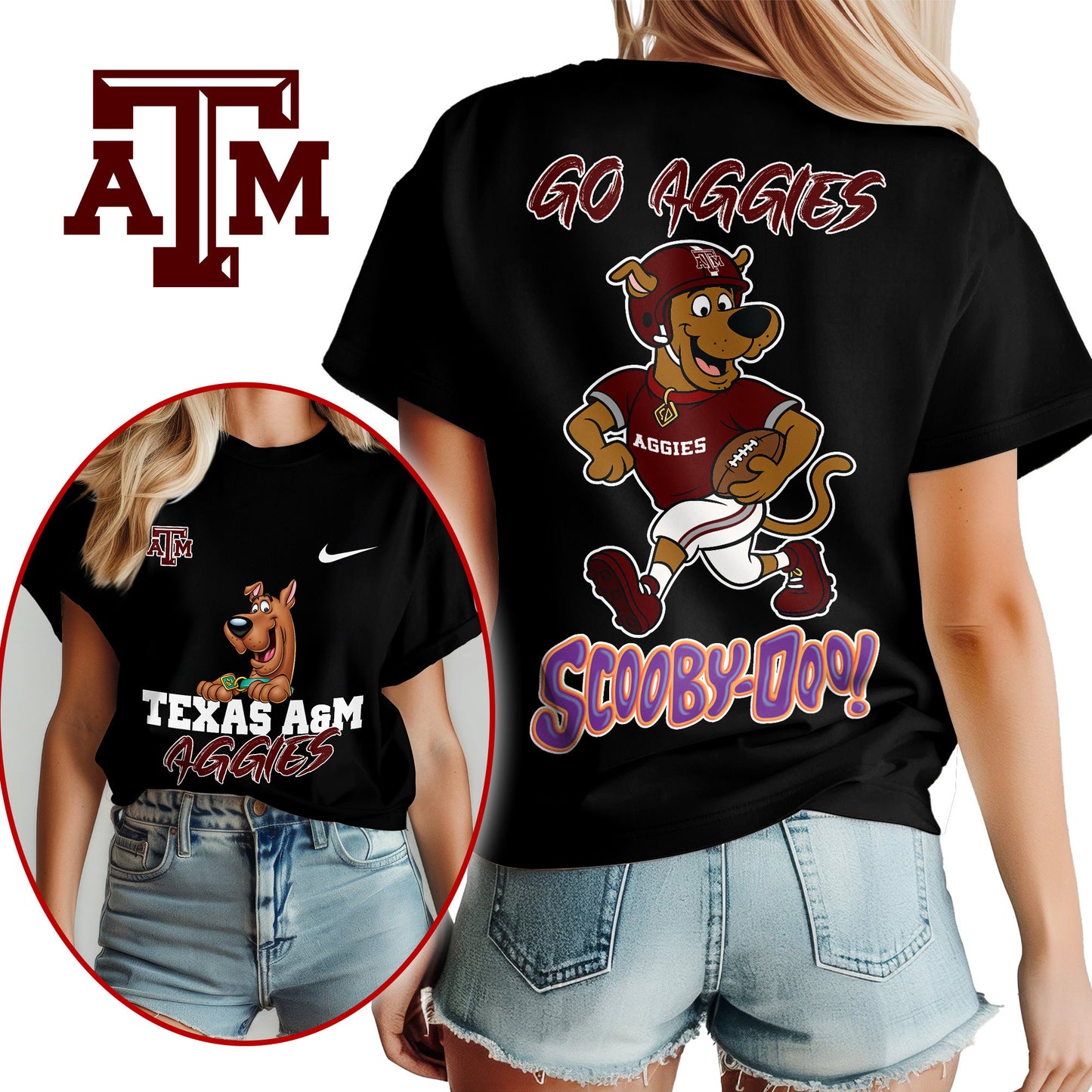 Texas A&M Aggies | Premium NFL Scooby-Doo Fan Women's T-Shirt NY | KE29