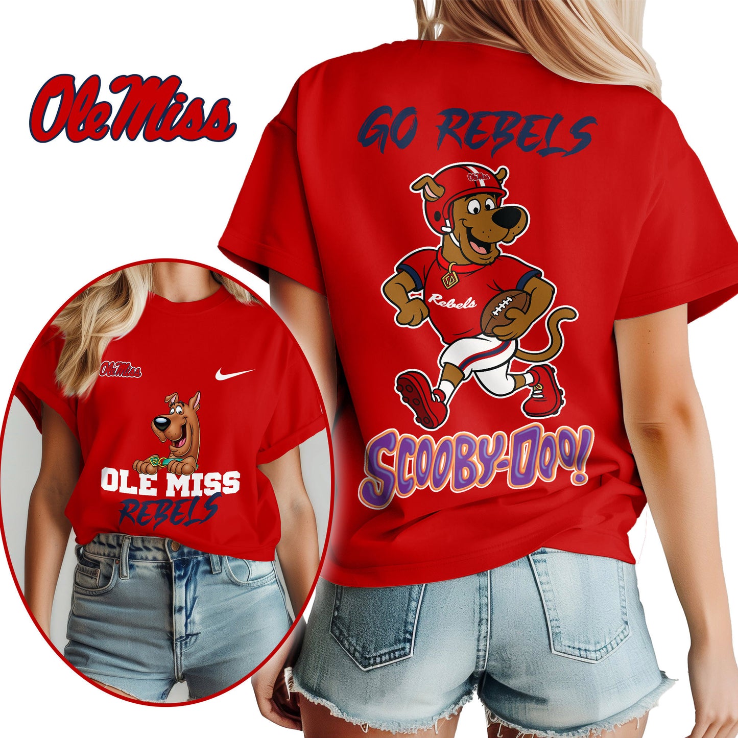 Ole Miss Rebels | Premium NFL Scooby-Doo Fan Women's T-Shirt NY | SU46