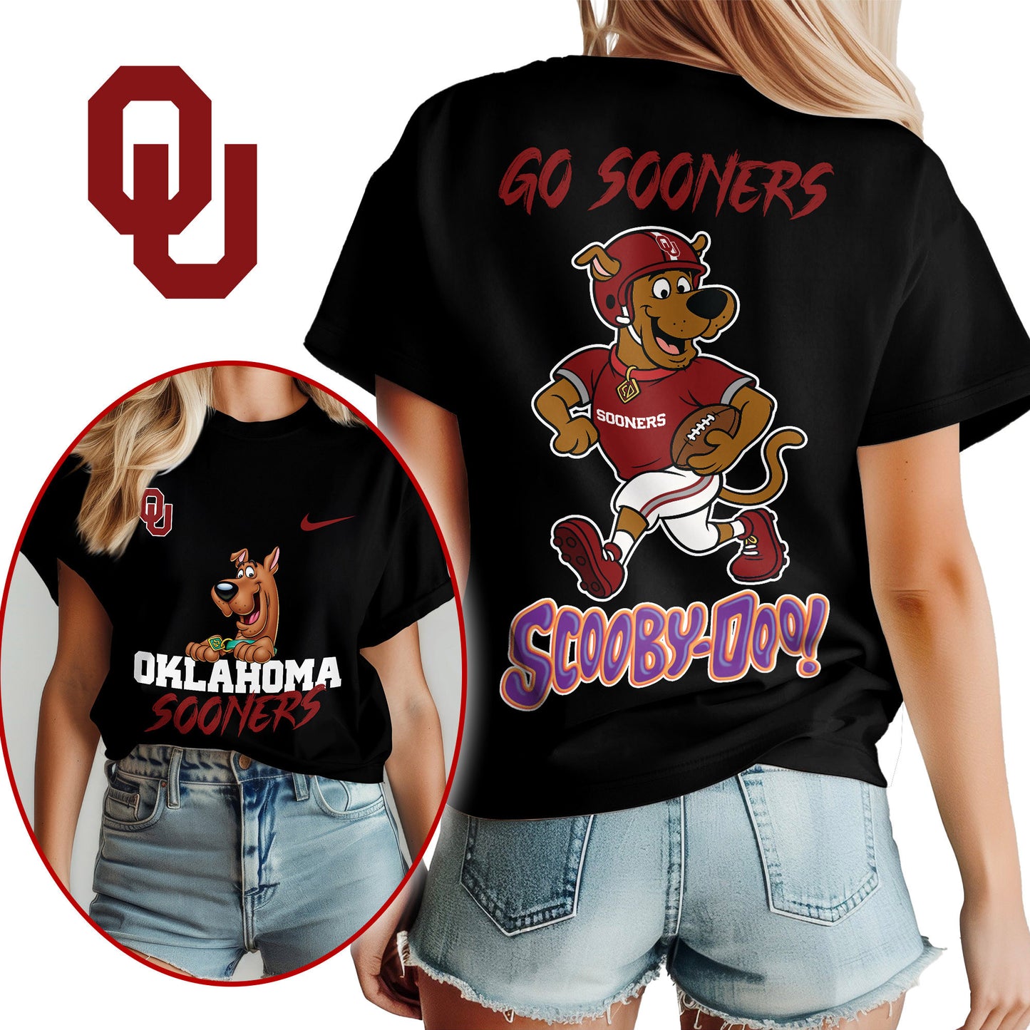 Oklahoma Sooners | Premium NFL Scooby-Doo Fan Women's T-Shirt NY | MO57