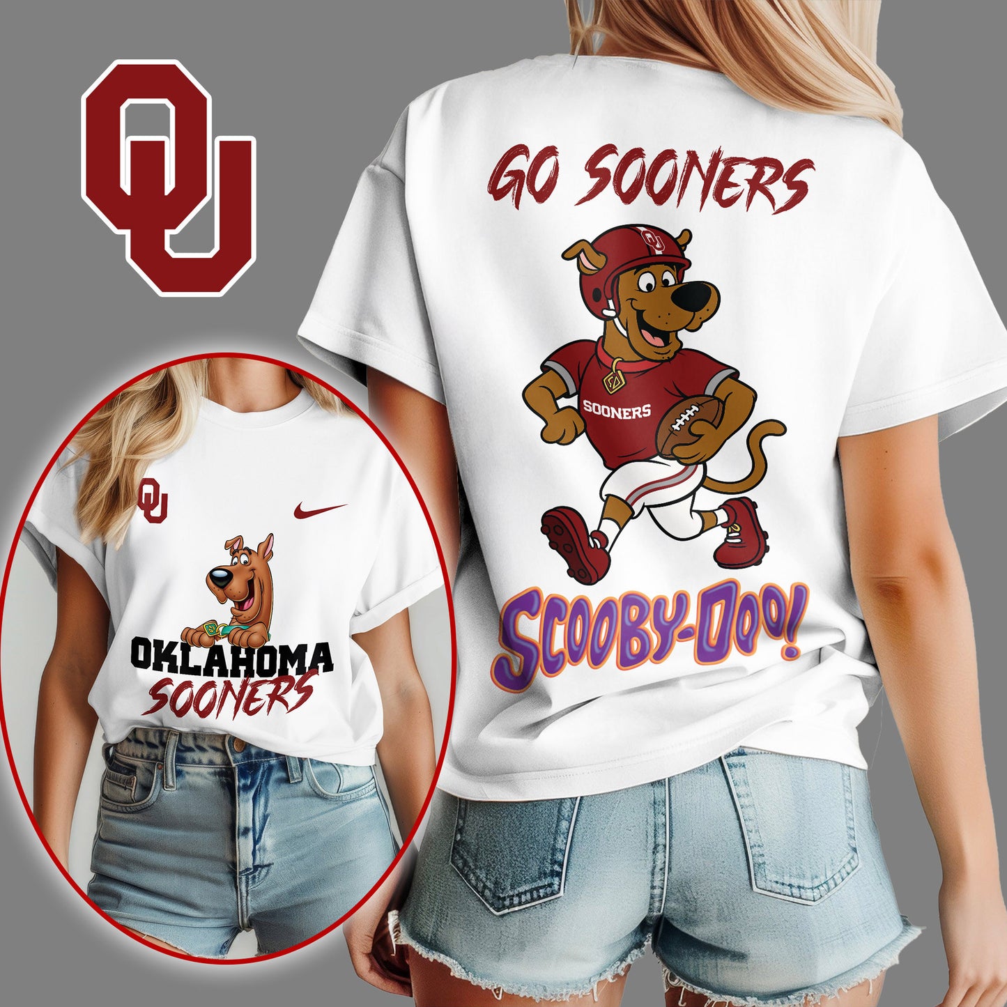 Oklahoma Sooners | Premium NFL Scooby-Doo Fan Women's T-Shirt NY | MO57