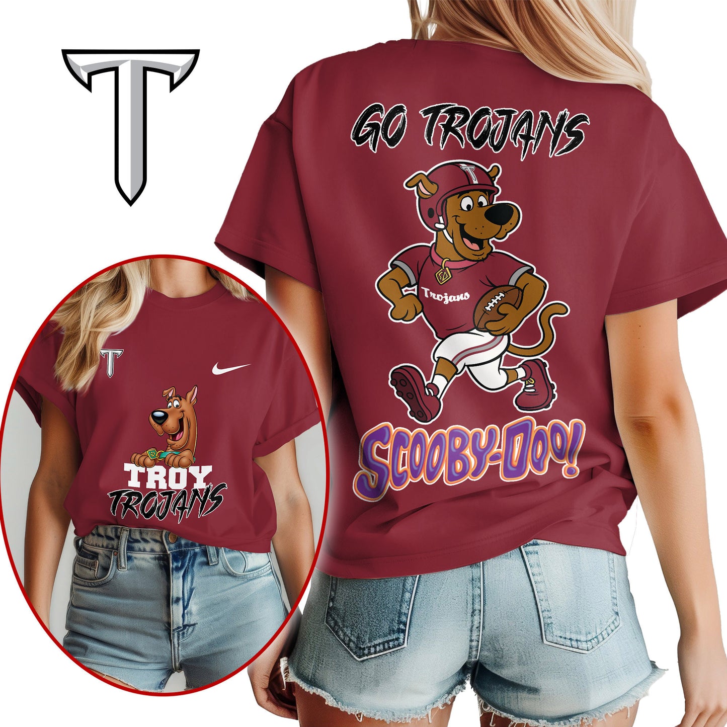 Troy Trojans | Premium NFL Scooby-Doo Fan Women's T-Shirt NY | FW43