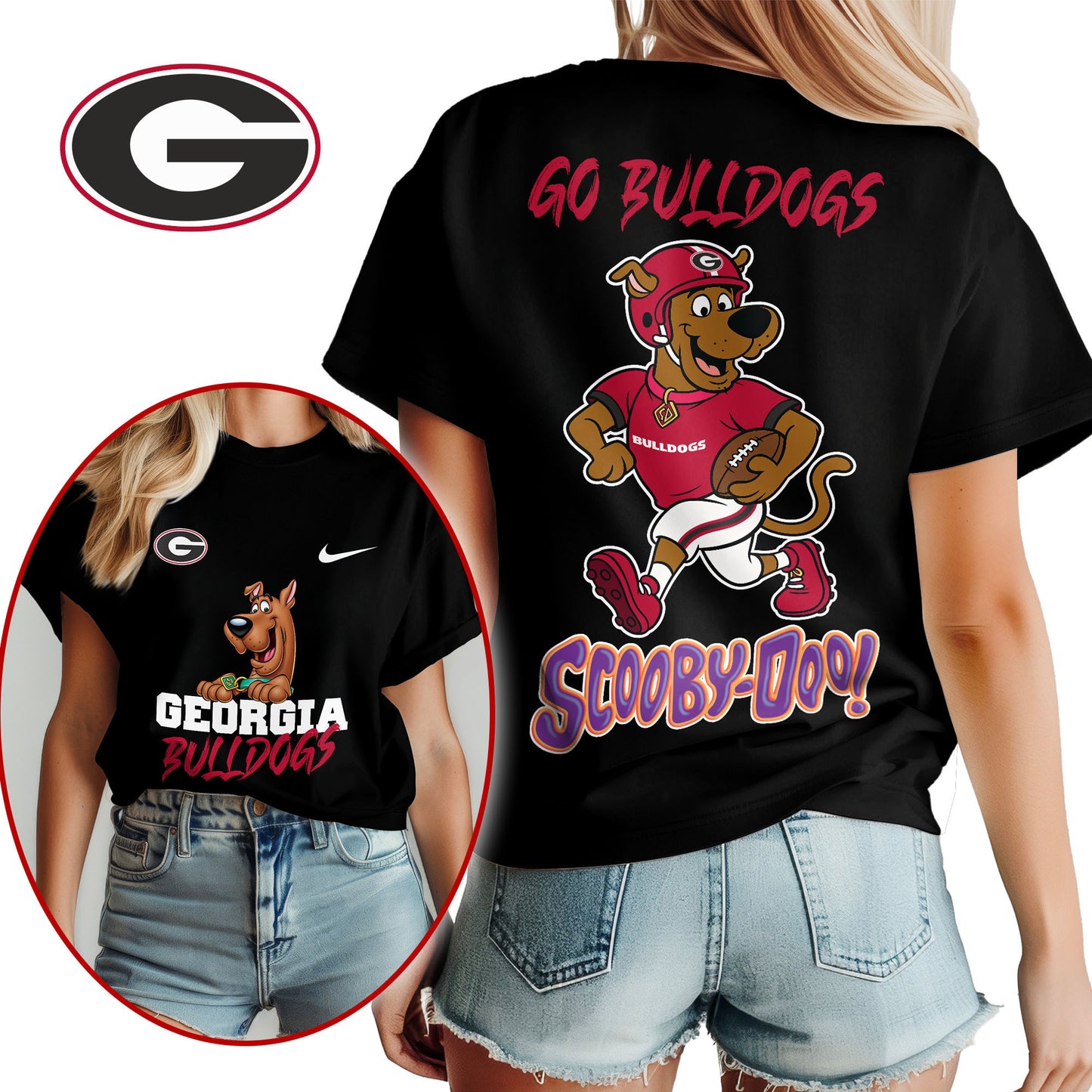 Georgia Bulldogs | Premium NCAA Scooby-Doo Fan Women's T-Shirt NY | OA10
