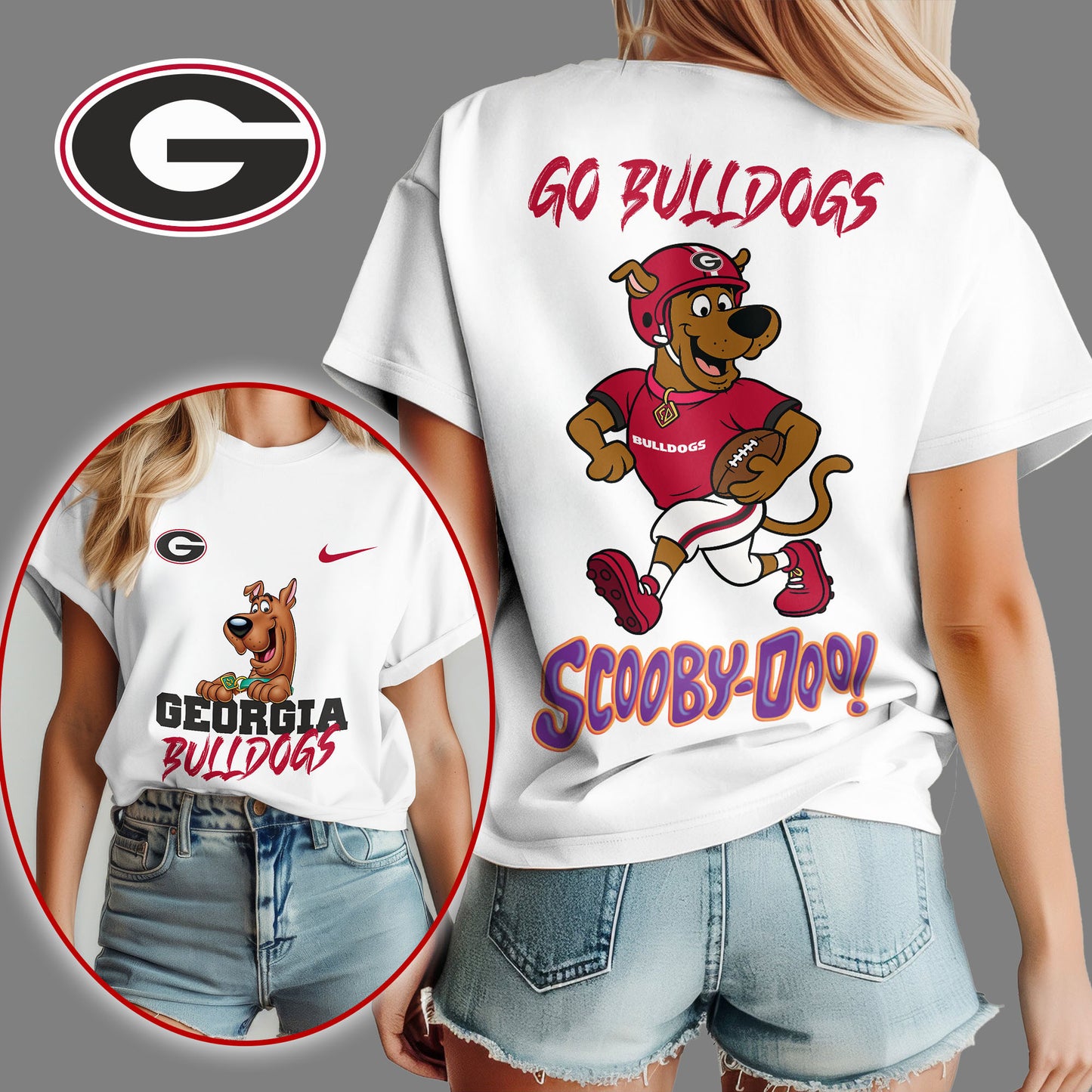Georgia Bulldogs | Premium NCAA Scooby-Doo Fan Women's T-Shirt NY | OA10