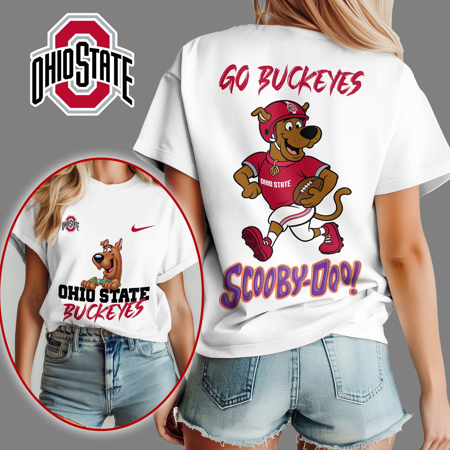 Ohio State Buckeyes | Premium NCAA Scooby-Doo Fan Women's T-Shirt NY | DH94