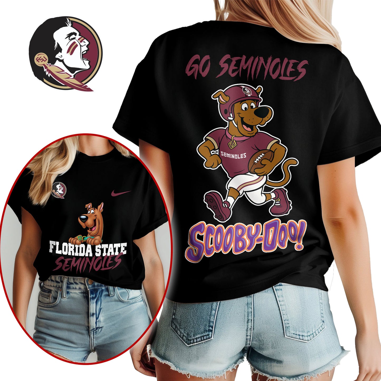 Florida State Seminoles | Premium NCAA Scooby-Doo Fan Women's T-Shirt NY | GL11