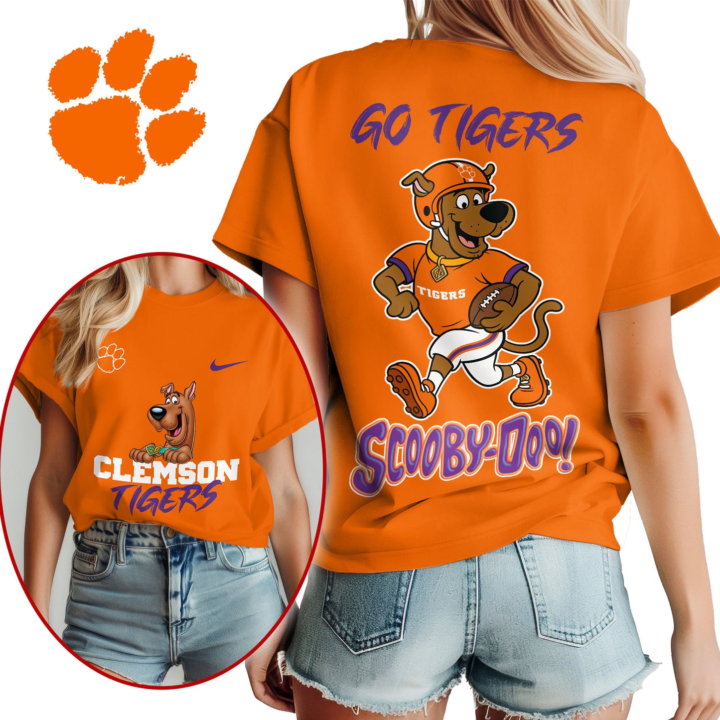 Clemson Tigers | Premium NCAA Scooby-Doo Fan Women's T-Shirt NY | LG43