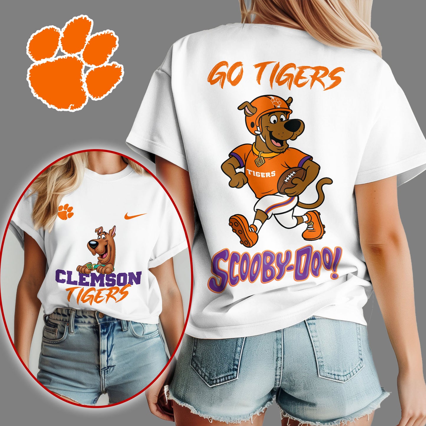 Clemson Tigers | Premium NCAA Scooby-Doo Fan Women's T-Shirt NY | LG43