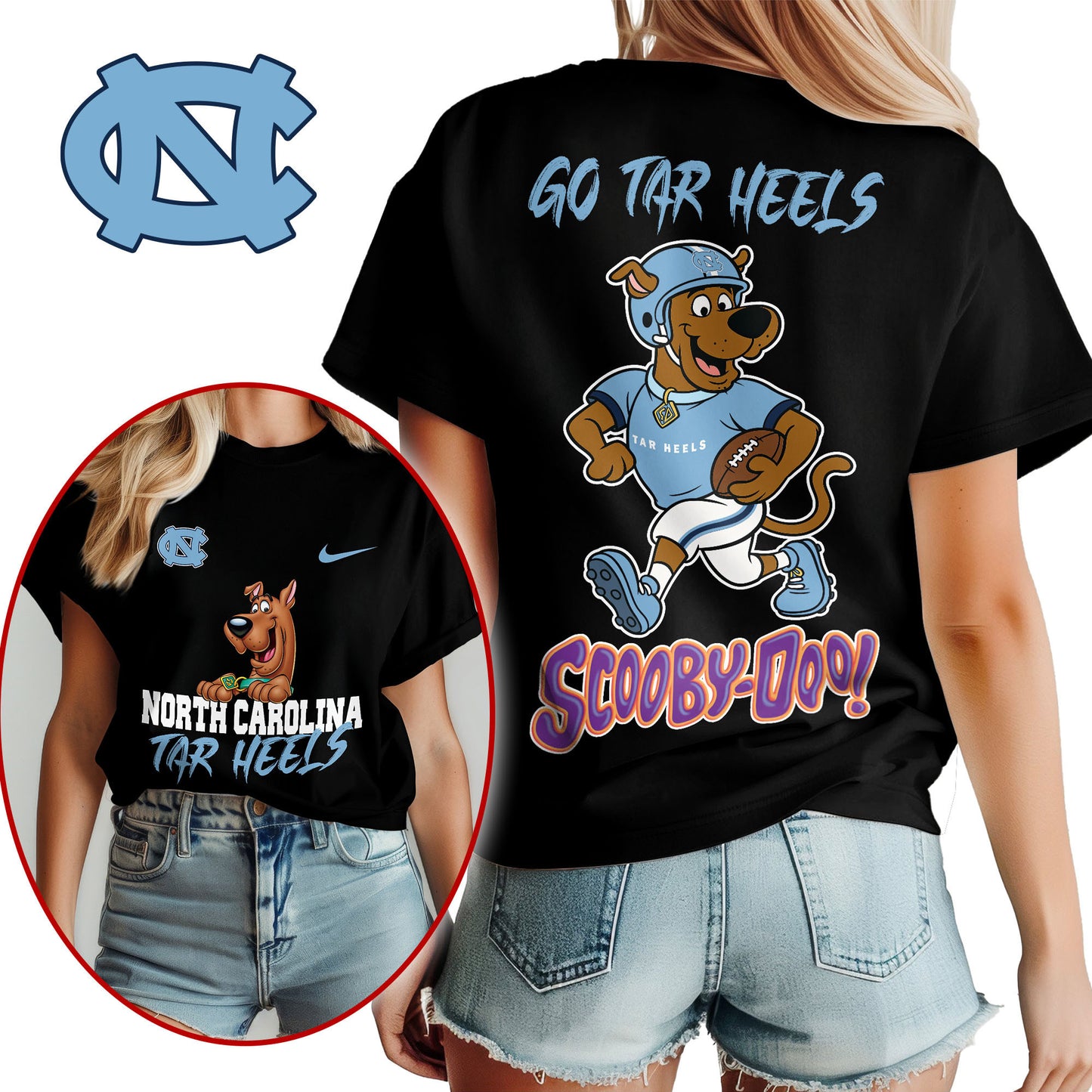 North Carolina Tar Heels | Premium NCAA Scooby-Doo Fan Women's T-Shirt NY | AC93