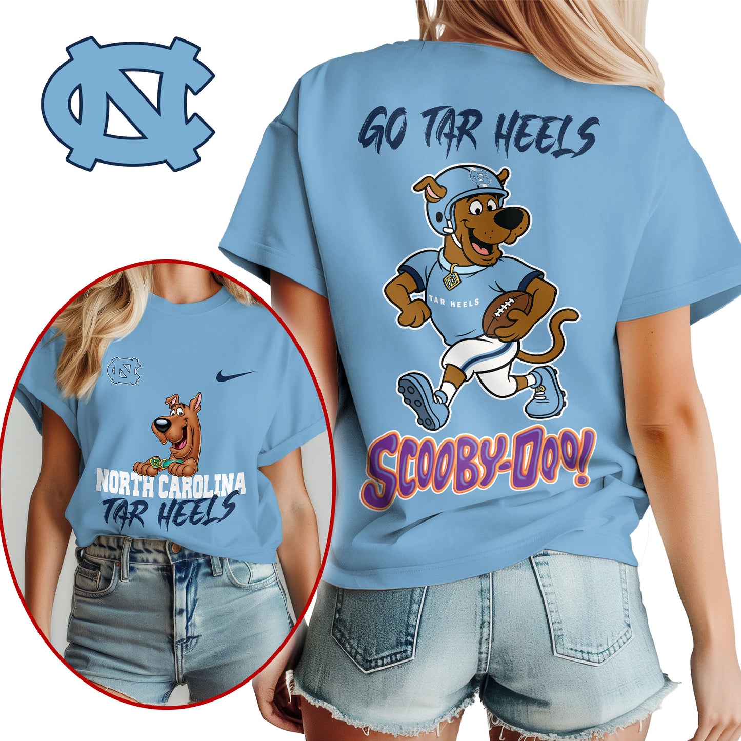 North Carolina Tar Heels | Premium NCAA Scooby-Doo Fan Women's T-Shirt NY | AC93
