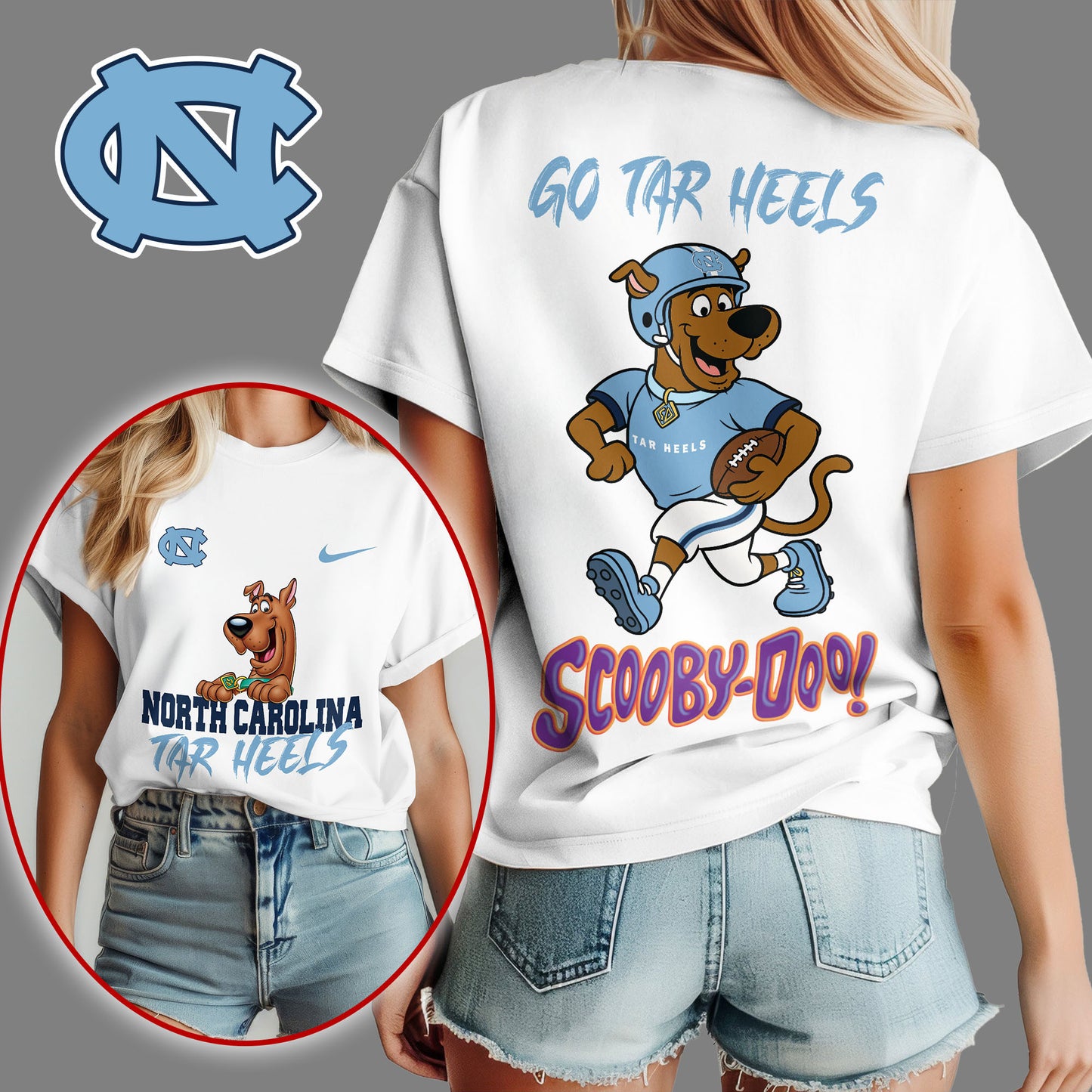 North Carolina Tar Heels | Premium NCAA Scooby-Doo Fan Women's T-Shirt NY | AC93
