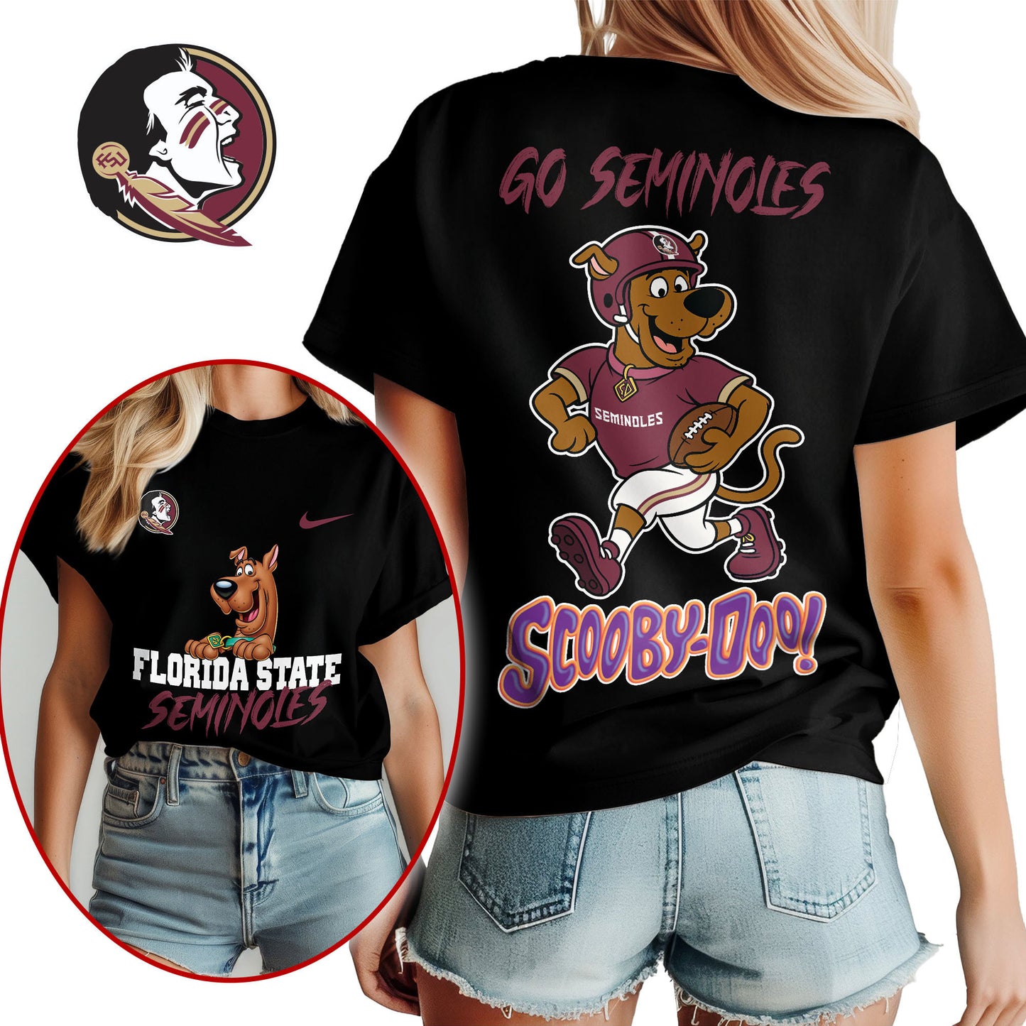Florida State Seminoles | Premium NCAA Scooby-Doo Fan Women's T-Shirt NY | JO98