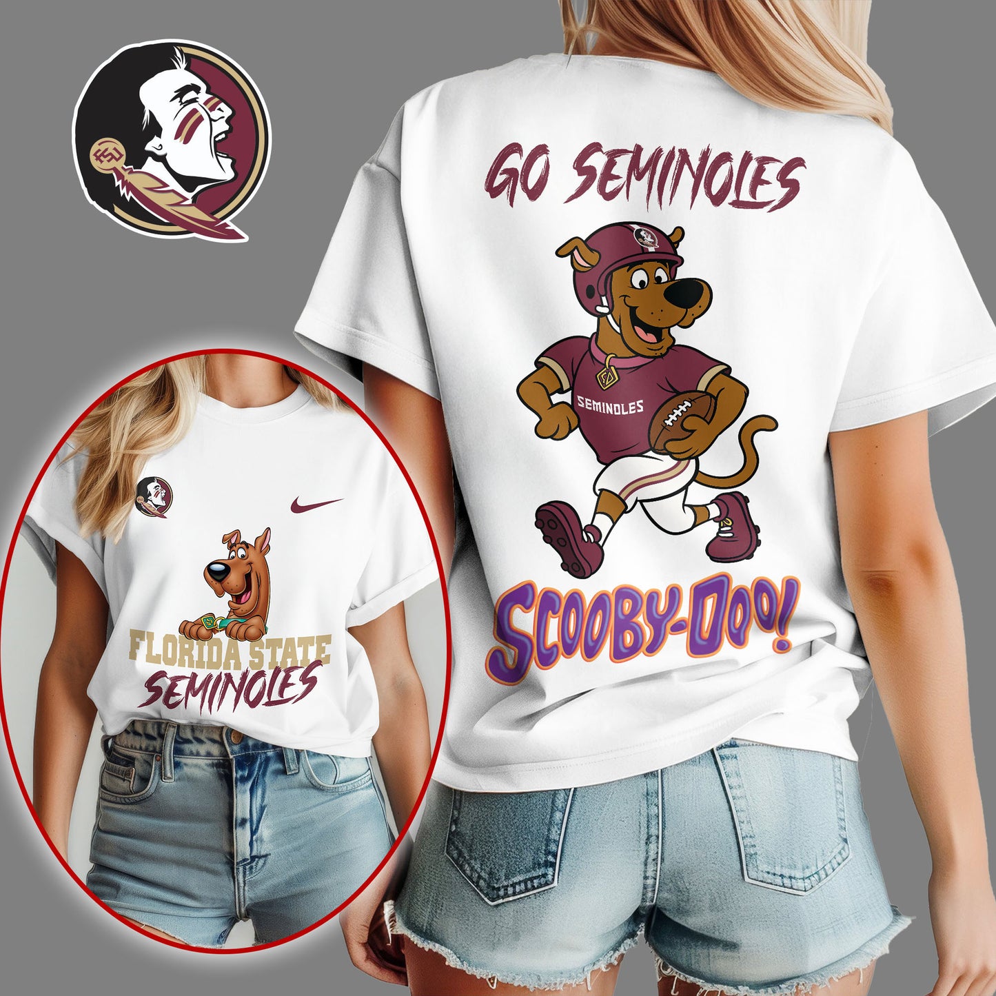 Florida State Seminoles | Premium NCAA Scooby-Doo Fan Women's T-Shirt NY | JO98